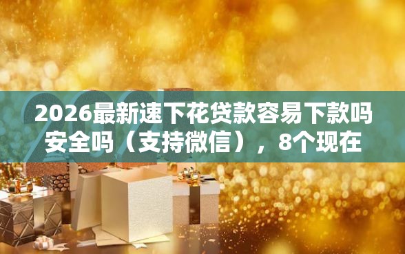 2026最新速下花贷款容易下款吗安全吗（支持微信），8个现在有没有黑户下款的口子无私分享