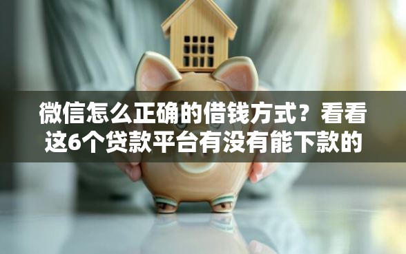 微信怎么正确的借钱方式？看看这6个贷款平台有没有能下款的