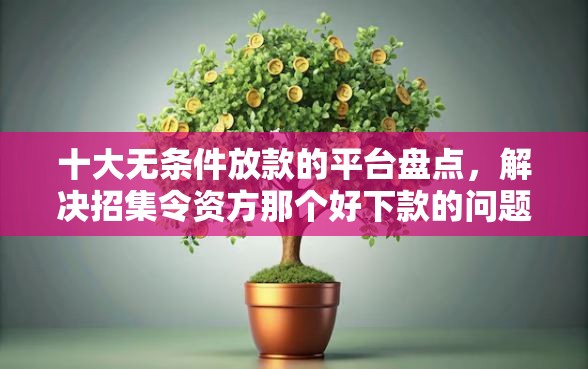 十大无条件放款的平台盘点,解决招集令资方那个好下款的问题 十大无条件放款的平台盘点,解决招集令资方那个好下款的问题