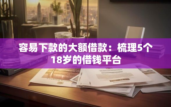 容易下款的大额借款：梳理5个18岁的借钱平台
