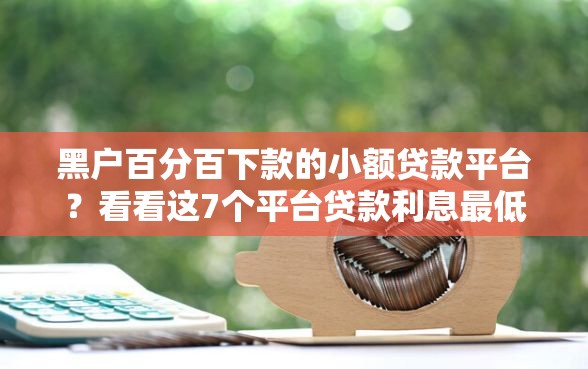 黑户百分百下款的小额贷款平台？看看这7个平台贷款利息最低怎么样