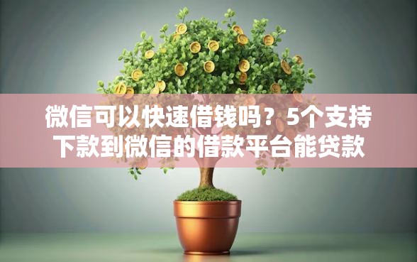 微信可以快速借钱吗？5个支持下款到微信的借款平台能贷款