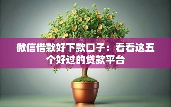 微信借款好下款口子：看看这五个好过的贷款平台