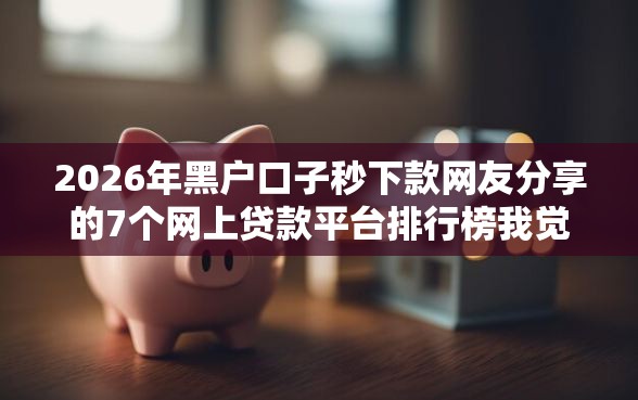 2026年黑户口子秒下款网友分享的7个网上贷款平台排行榜我觉得不错！