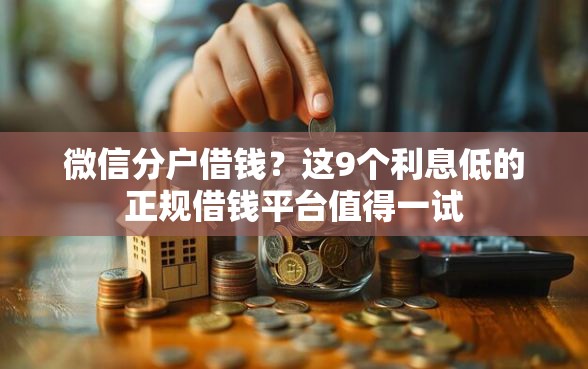 微信分户借钱？这9个利息低的正规借钱平台值得一试