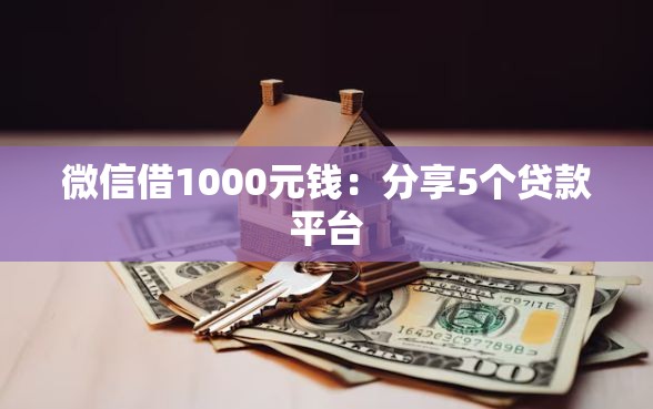微信借1000元钱：分享5个贷款平台