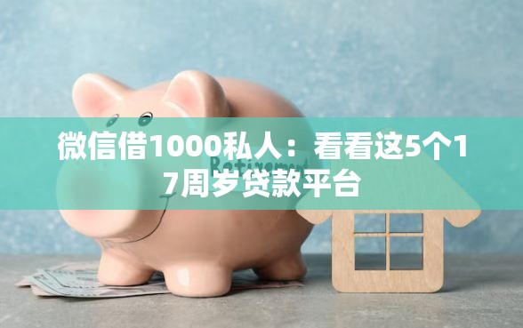 微信借1000私人：看看这5个17周岁贷款平台