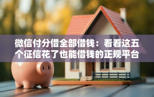 微信付分借全部借钱：看看这五个征信花了也能借钱的正规平台