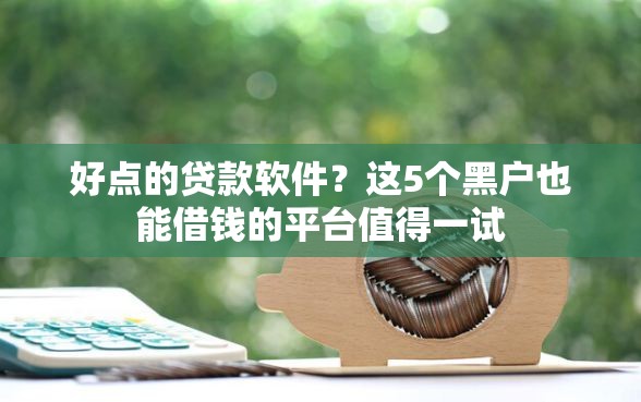 好点的贷款软件？这5个黑户也能借钱的平台值得一试
