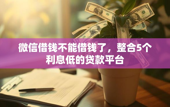 微信借钱不能借钱了，整合5个利息低的贷款平台