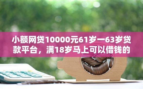小额网贷10000元61岁一63岁贷款平台，满18岁马上可以借钱的6个平台介绍