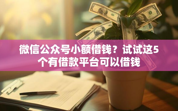 微信公众号小额借钱？试试这5个有借款平台可以借钱