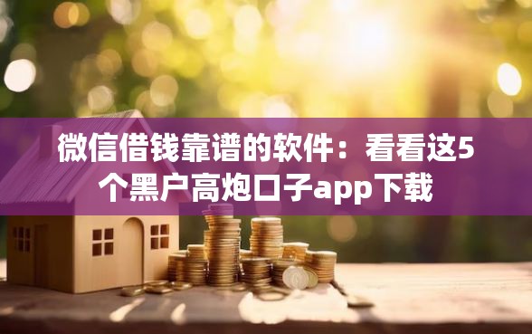 微信借钱靠谱的软件：看看这5个黑户高炮口子app下载