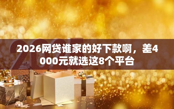 2026网贷谁家的好下款啊，差4000元就选这8个平台