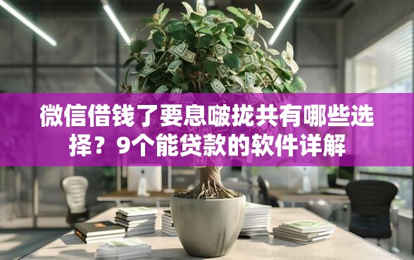 微信借钱了要息啵拢共有哪些选择？9个能贷款的软件详解