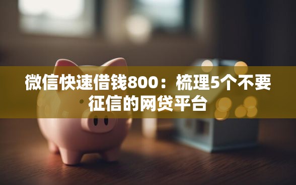 微信快速借钱800：梳理5个不要征信的网贷平台