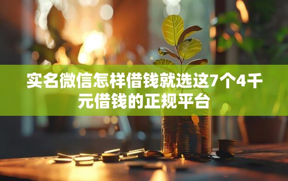 实名微信怎样借钱就选这7个4千元借钱的正规平台