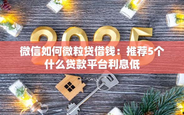 微信如何微粒贷借钱：推荐5个什么贷款平台利息低