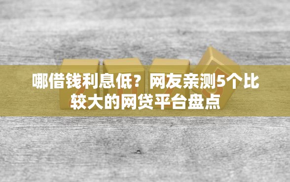 哪借钱利息低？网友亲测5个比较大的网贷平台盘点