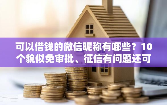 可以借钱的微信昵称有哪些？10个貌似免审批、征信有问题还可以借钱出来的平台合集