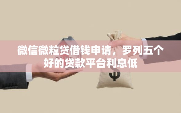 微信微粒贷借钱申请，罗列五个好的贷款平台利息低