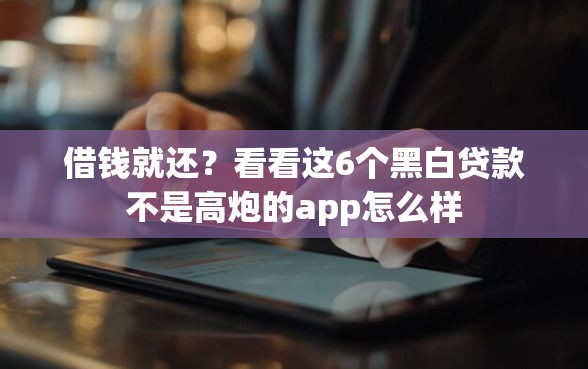 借钱就还？看看这6个黑白贷款不是高炮的app怎么样