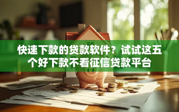 快速下款的贷款软件？试试这五个好下款不看征信贷款平台