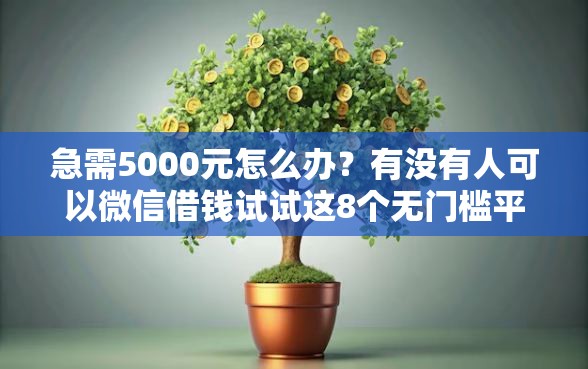 急需5000元怎么办?有没有人可以微信借钱试试这8个无门槛平台 急需5000元怎么办?有没有人可以微信借钱试试这8个无门槛平台