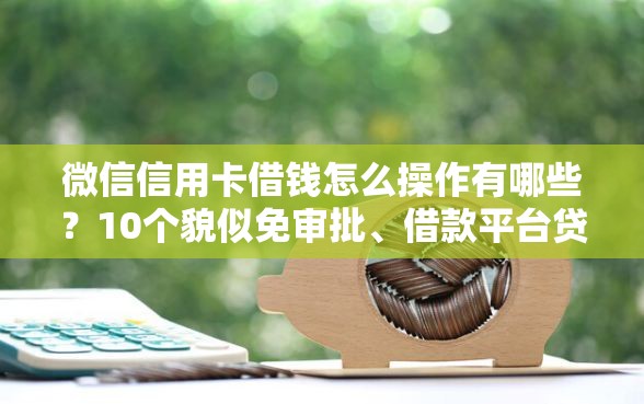 微信信用卡借钱怎么操作有哪些？10个貌似免审批、借款平台贷款快合集