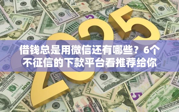 借钱总是用微信还有哪些？6个不征信的下款平台看推荐给你