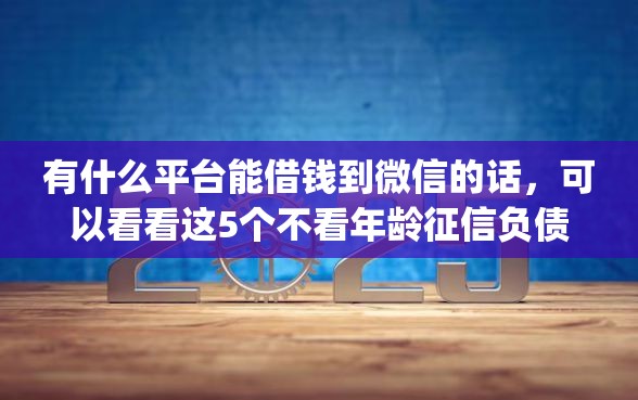 有什么平台能借钱到微信的话，可以看看这5个不看年龄征信负债的app