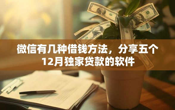 微信有几种借钱方法，分享五个12月独家贷款的软件