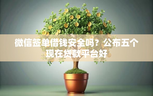微信签单借钱安全吗？公布五个现在贷款平台好