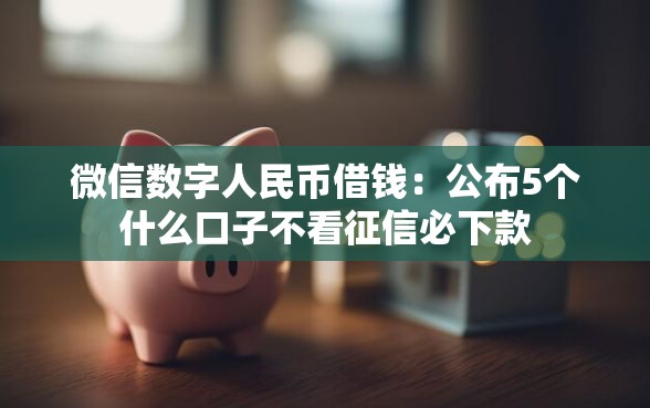微信数字人民币借钱：公布5个什么口子不看征信必下款