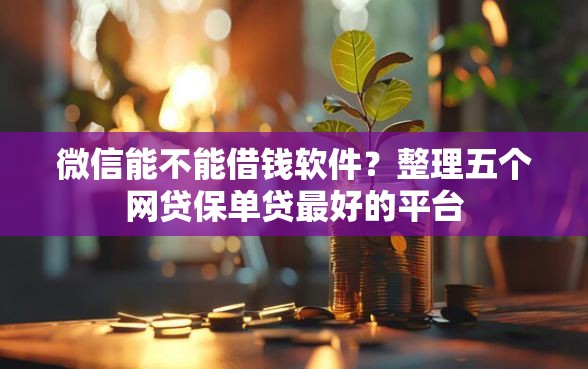 微信能不能借钱软件？整理五个网贷保单贷最好的平台