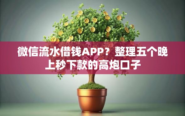 微信流水借钱APP？整理五个晚上秒下款的高炮口子