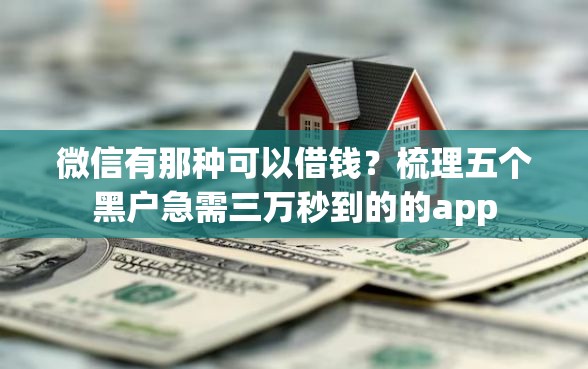 微信有那种可以借钱？梳理五个黑户急需三万秒到的的app