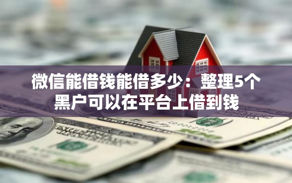 微信能借钱能借多少：整理5个黑户可以在平台上借到钱