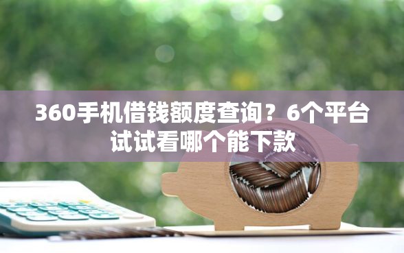 360手机借钱额度查询？6个平台试试看哪个能下款