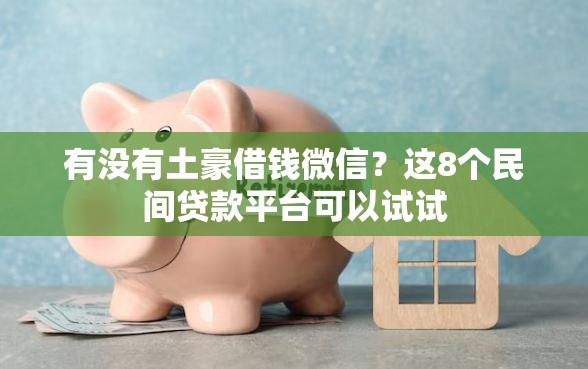 有没有土豪借钱微信？这8个民间贷款平台可以试试