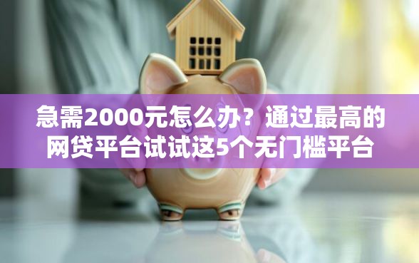 急需2000元怎么办？通过最高的网贷平台试试这5个无门槛平台