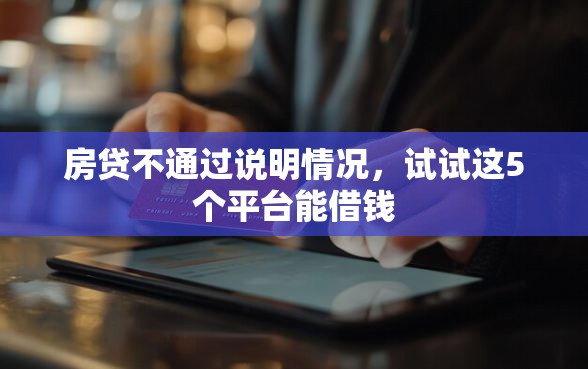 房贷不通过说明情况，试试这5个平台能借钱