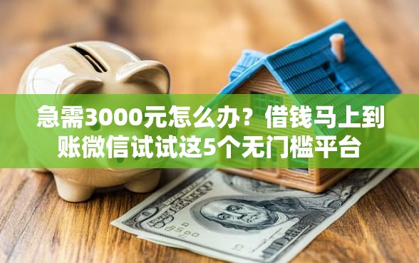 急需3000元怎么办？借钱马上到账微信试试这5个无门槛平台