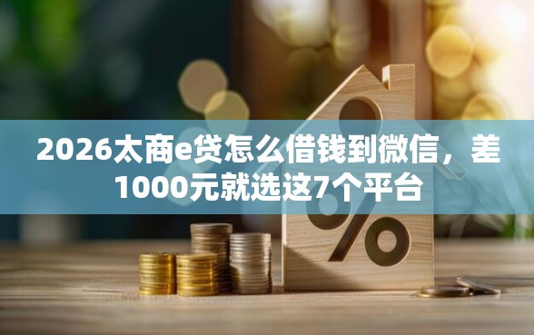 2026太商e贷怎么借钱到微信，差1000元就选这7个平台