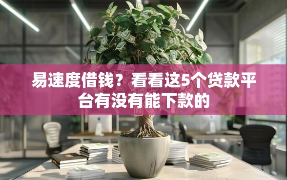 易速度借钱？看看这5个贷款平台有没有能下款的