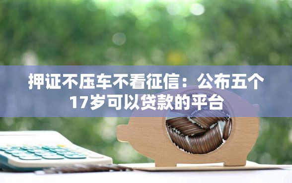 押证不压车不看征信：公布五个17岁可以贷款的平台