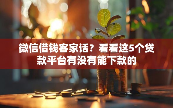 微信借钱客家话？看看这5个贷款平台有没有能下款的