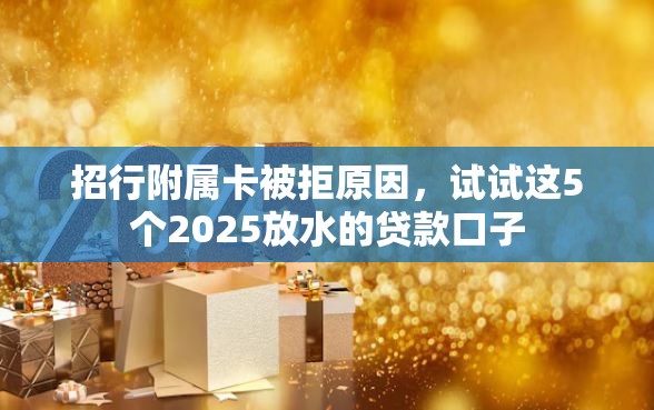 招行附属卡被拒原因，试试这5个2025放水的贷款口子