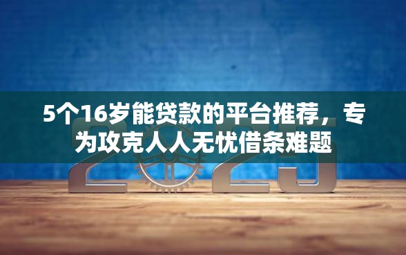 5个16岁能贷款的平台推荐，专为攻克人人无忧借条难题