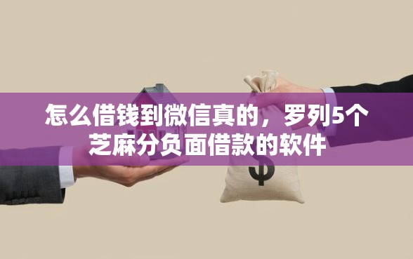 怎么借钱到微信真的，罗列5个芝麻分负面借款的软件
